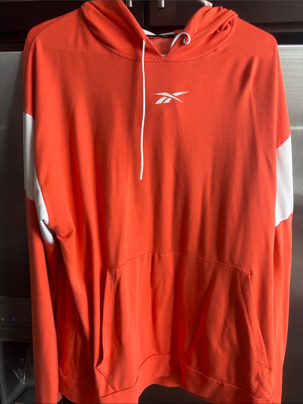 Reebok Orange Hoodie with White Sleeve Panels